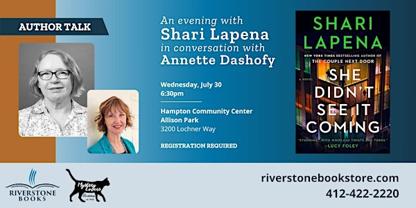 An Evening with Author Shari Lapena in Conversation with Annette Dashofy | Hampton Community Center
