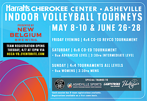 HCCA Indoor Volleyball  Tournament Weekend | June 26-28, 2026 | Harrah's Cherokee Center - Asheville
