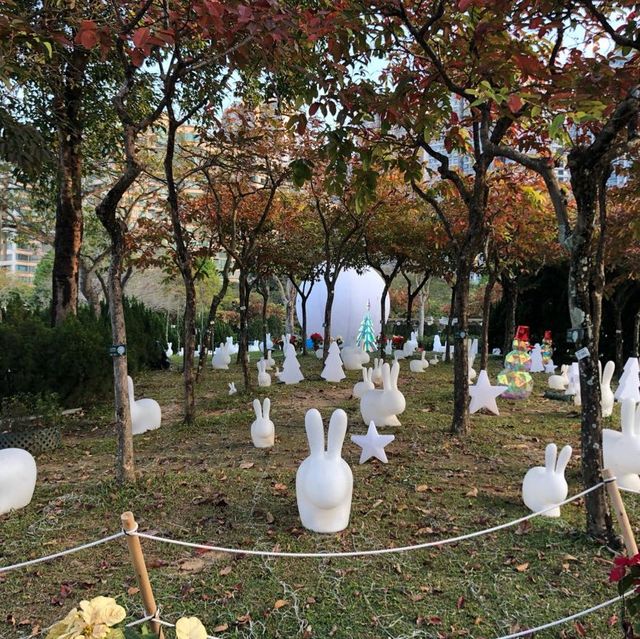Ma On Shan park with festive decorations 