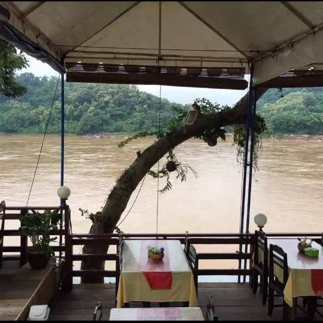 Breakfast by the Mekong River. 