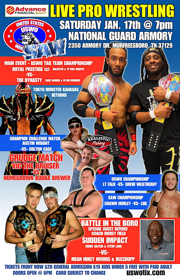 USWO & SAW Wrestling returns to the Boro | National Guard Armory Murfreesboro