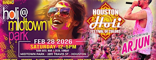 HOUSTON HOLI Masala 98.7 Festival of Colors 2026 | Midtown Park