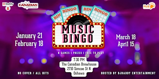 Monthly MUSIC BINGO- The Canadian Brewhouse (Oshawa) | The Canadian Brewhouse