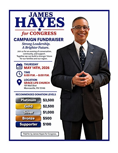 Campaign Fundraiser for James Hayes | Grace Life Church | East Campus | Monroeville