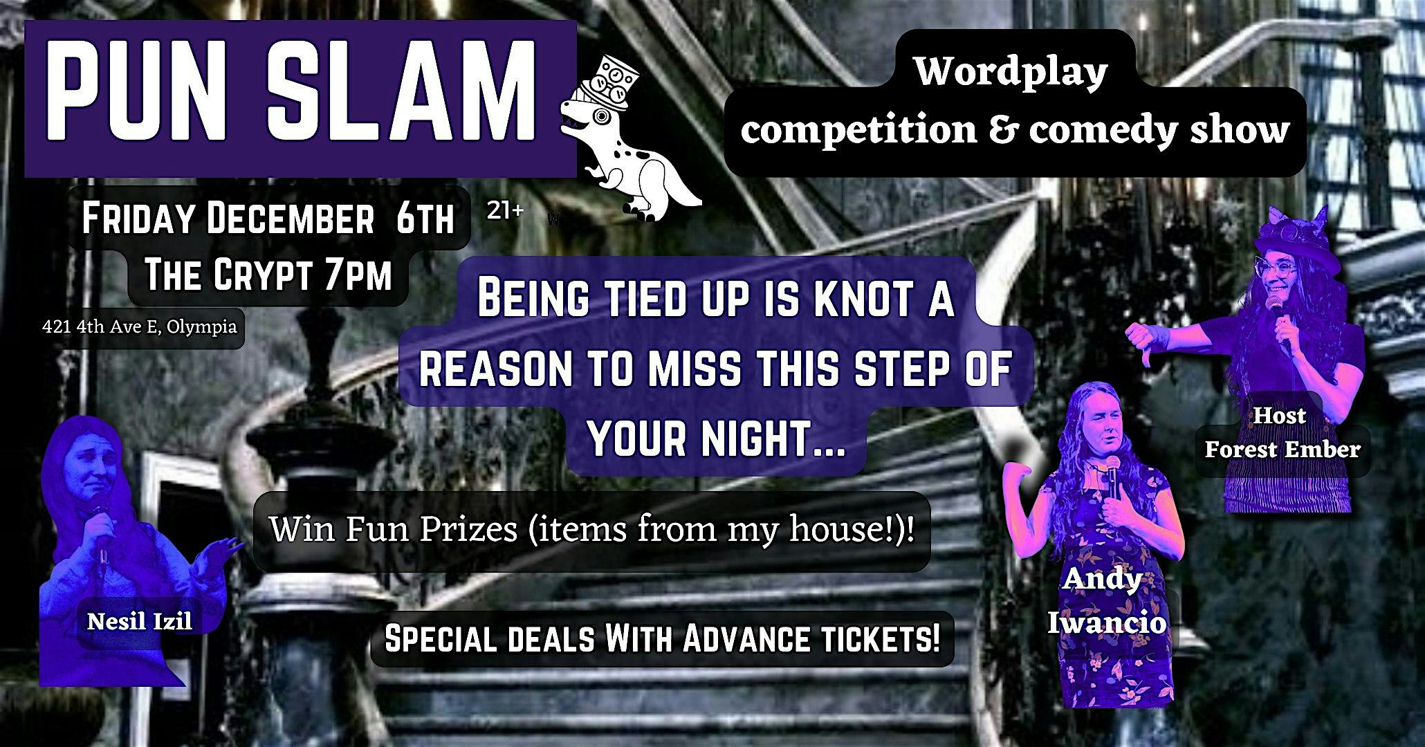 Olympia Fun Intended Pun Slam - wordplay competition and comedy show! | Cryptatropa Bar