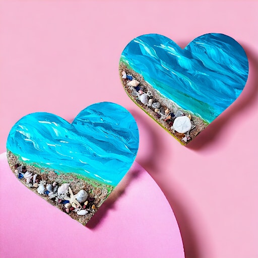 Mixed Media Wooden Heart Wall Hanging Class | The Salty Mermaid Art