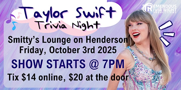 Winnipeg Taylor Swift Trivia Night at Smitty's Henderson | Smitty's Restaurant & Lounge - Winnipeg Henderson