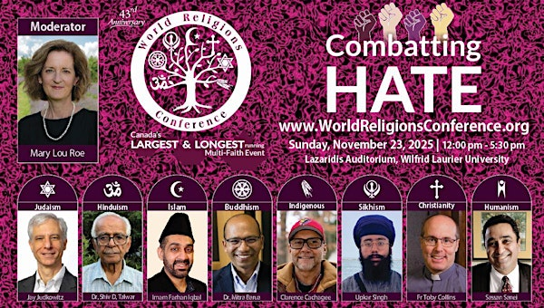 43rd World Religions Conference - Combatting Hate | Wilfrid Laurier University Waterloo Campus