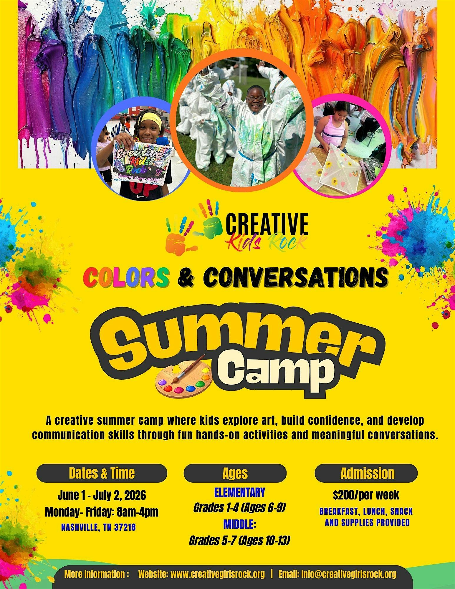 Creative Kids Rock®: Colors & Conversations Summer Camp 2026 | 3315 John Mallette Dr