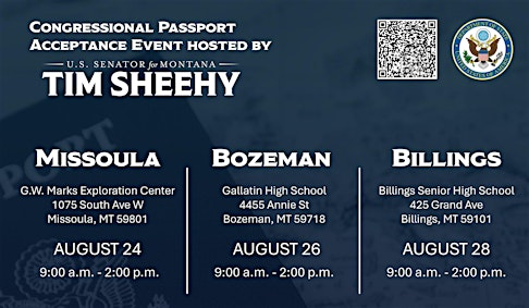 Passport Fair Hosted by the Office of U.S. Senator Tim Sheehy | Missoula, Bozeman, Billings