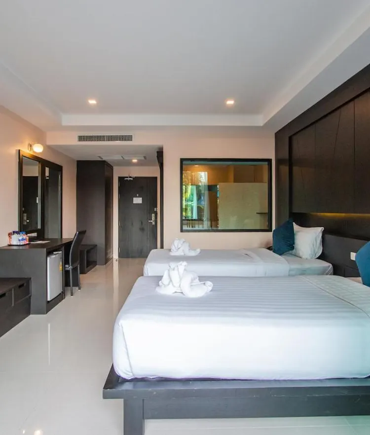 ห้องดีลักซ์เตียงแฝดพร้อมทางเข้าสระว่ายน้ำ