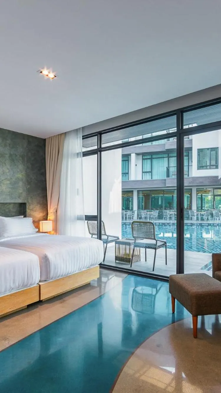 ห้องดีลักซ์เตียงแฝดพร้อมทางเข้าสระว่ายน้ำ