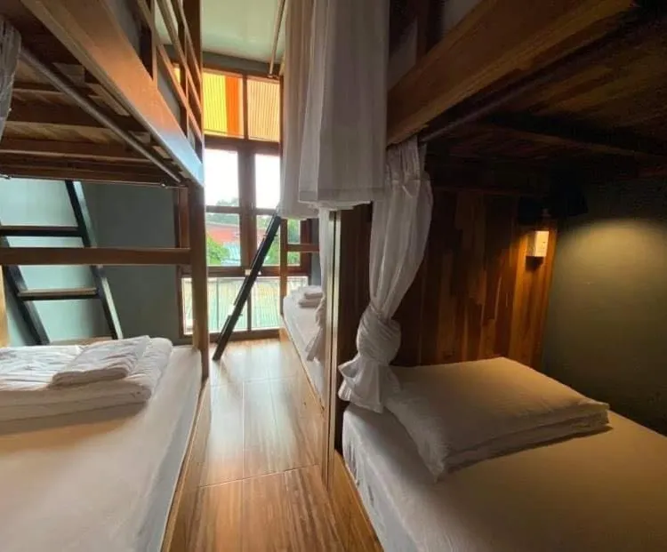 1 คนในห้องหลับร่วม 6 เตียงพร้อมห้องน้ำร่วมและไม่มีเครื่องปรับอากาศ - ผสม