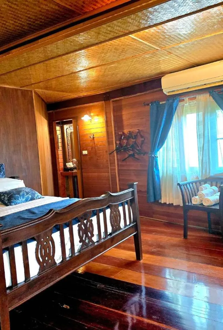 ห้องพักสำหรับสามท่านพร้อมวิวสวน