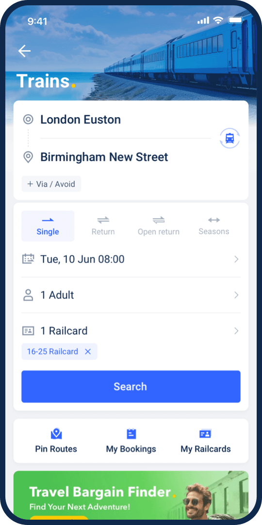 Search UK trains