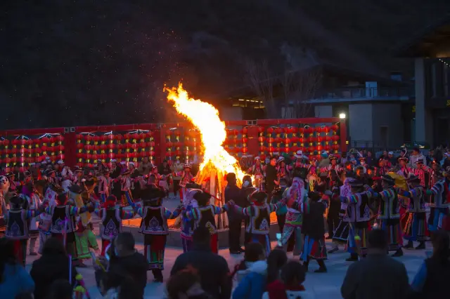 Bonfires in Jiuzhaigou