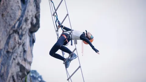 Climbing in Zhangjiajie attraction in Hunan