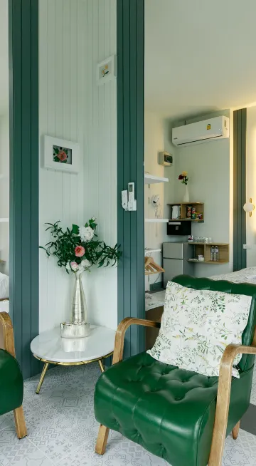 ห้องครอบครัวพร้อมวิวพระอาทิตย์ตกและภูเขา เตียงคิง+ควีนไซส์ （ชั้นบน)