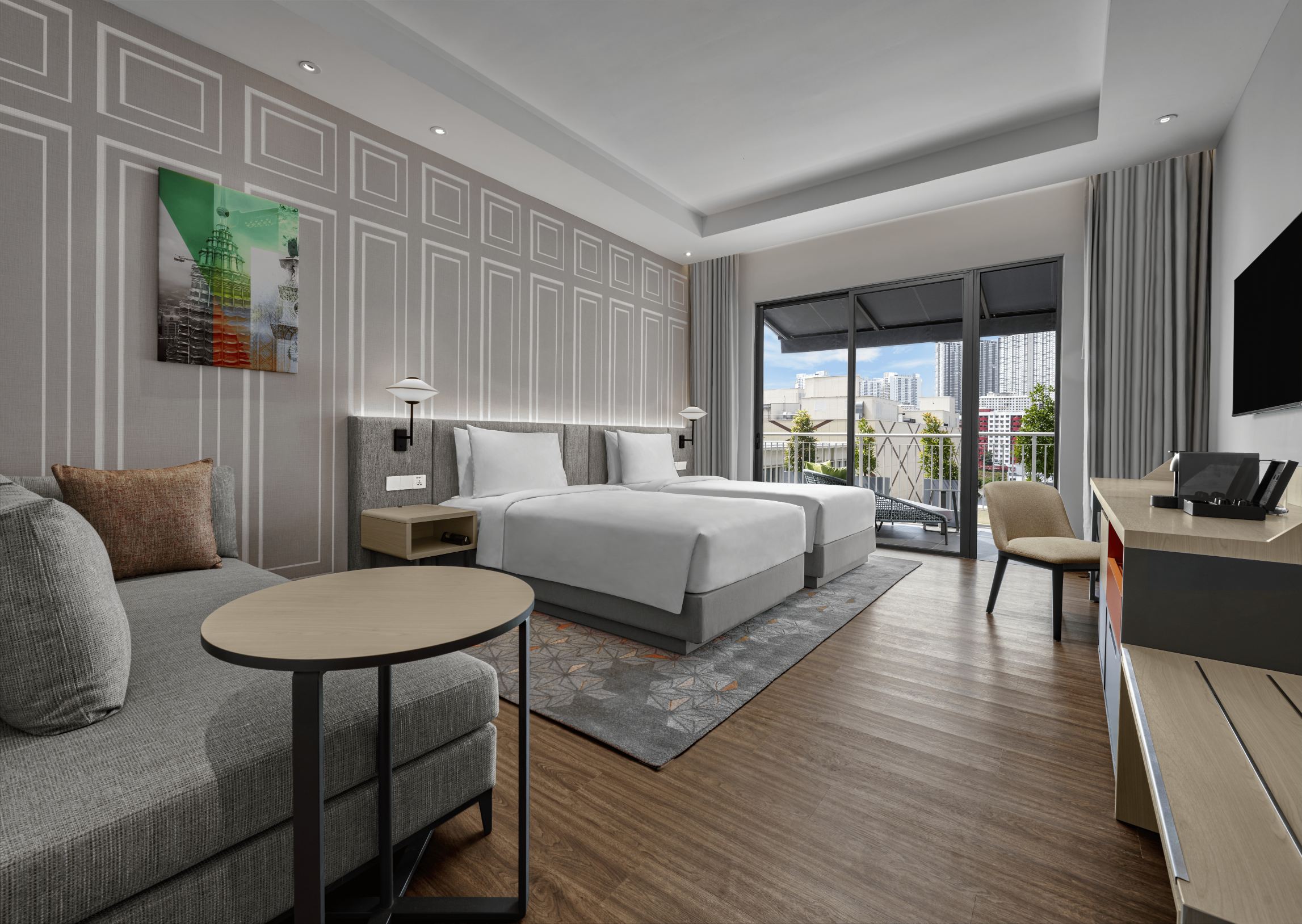 2 Twin Beds, Balcony