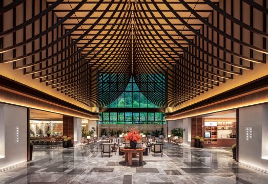 힐튼 가든 인 장자제 우링위안의 고급스러운 조식 뷔페 장면