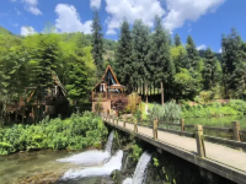 Yingjing, Ya'an. ink painting. Hot Spring Valley, Huaxi District Hotels in Yingjing