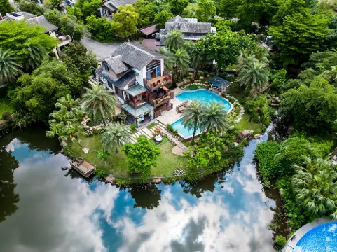 Island lakeside villas throughout the territory