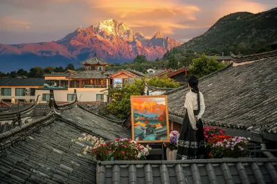 Yunman Mu Mountain SnowPanoramic Aesthetic Vacation Courtyard Viewing the Ancient City Snow Mountain