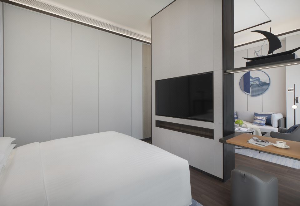 항저우 메리어트 이그제큐티브 아파트먼트의 객실 주방 공간