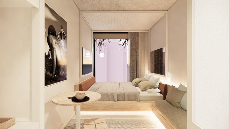 깔끔하고 트렌디한 lyf 본다이 정션 시드니의 로비 모습