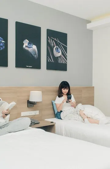 ห้องดีลักซ์ เตียงแฝด วิวสวน