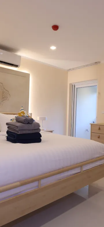 อพาร์ทเมนต์หรูหนึ่งห้องนอน พร้อมเตียงคิงไซส์และระเบียงชมวิวสวน