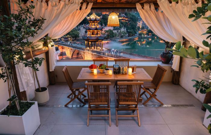 surrounded by mountains riverside villa