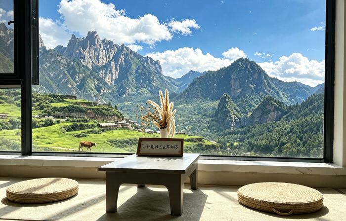 Lotus Forget-Worry Lodge · Facing Main Peak with Sunrise View (Zagana Scenic Area Branch)
