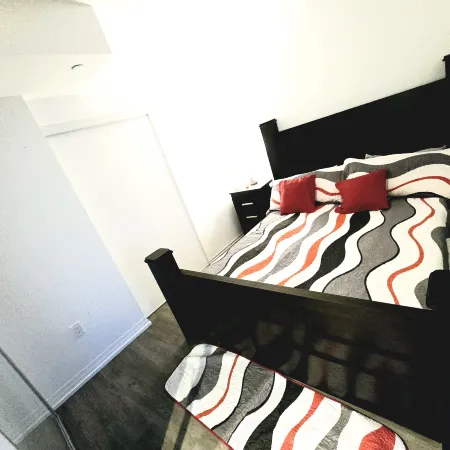 Stylish Luxe Apartment one bedroom with couch.