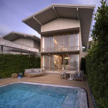 วิลลาสวีททิวทัศน์ของแม่น้ำ สระน้ำ