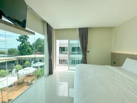 ห้องเตียงคู่หรือเตียงเดียวพร้อมวิวทะเล