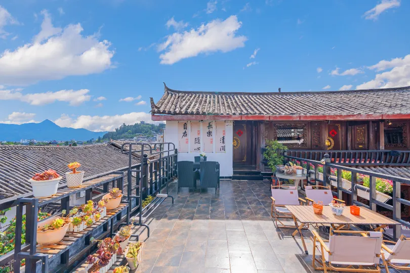 Vintage Log · Prints | Mountain View, sunset flowers, starry sky resort, Lijiang