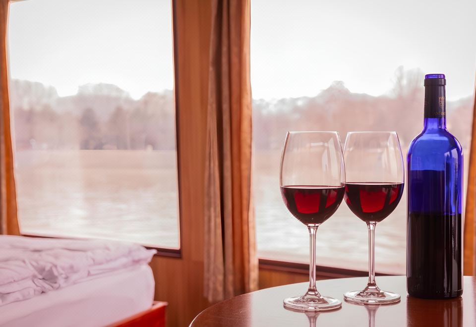 다뉴브강에 정박해 있는 보트 호텔 포르투나 외관