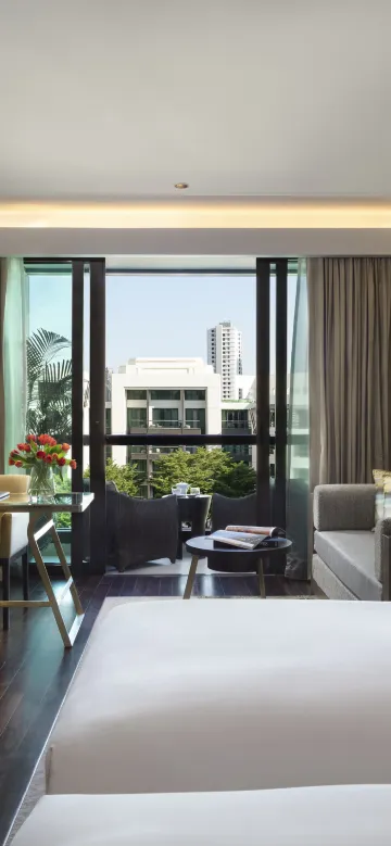 ห้องดีลักซ์ทวินพร้อมระเบียง ไม่สูบบุหรี่