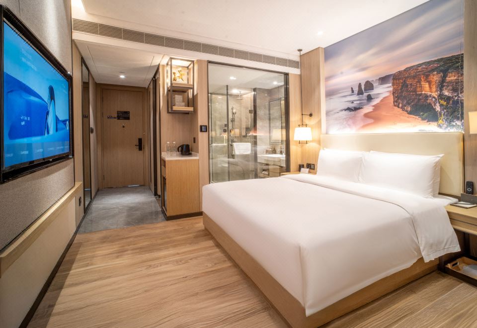 선전 관란 아투어 호텔의 식사 공간과 조식 뷔페