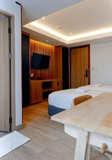 ห้องเตียงแฝดพร้อมห้องน้ำ