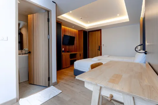 ห้องเตียงแฝดพร้อมห้องน้ำ