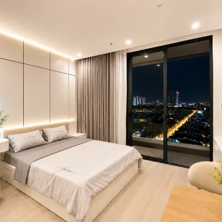 The apartment offers a panoramic view of the city.