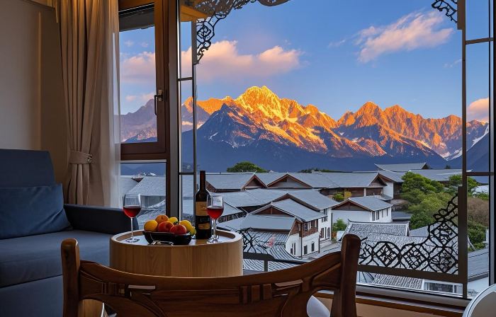 Panoramic View of Snow Mountain in Shanye Rizhao Jinshan (Lijiang Ancient City Branch)