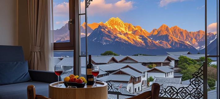 Panoramic View of Snow Mountain in Shanye Rizhao Jinshan (Lijiang Ancient City Branch) Hotéis em Cidade Antiga de Lijiang