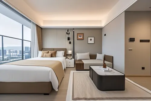 Yi Zhi. High Floor City View Huge-Screen Apartment(Shenzhen North Railway Station, Wanke Yue City)