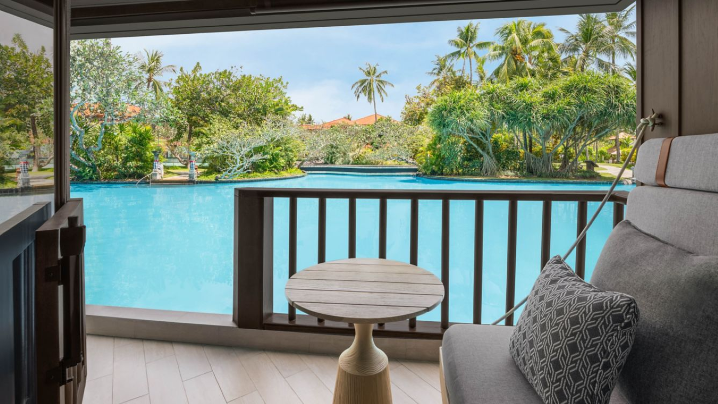 ゲストルーム、ダブルベッド2台、ラグーンビュー、ラグーンアクセス ザ ラグーナ ア ラグジュアリー コレクション リゾート&スパ ヌサドゥア バリの写真