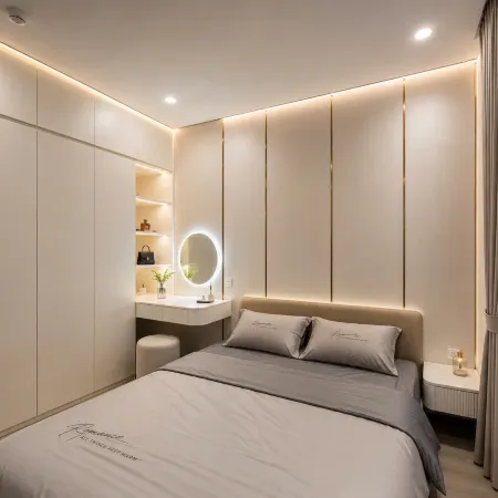 The apartment offers a panoramic view of the city.