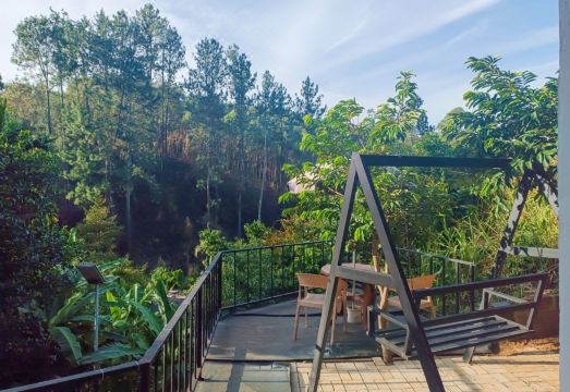 마운트 크레스트 로지의 아름다운 발코니와 산 전망