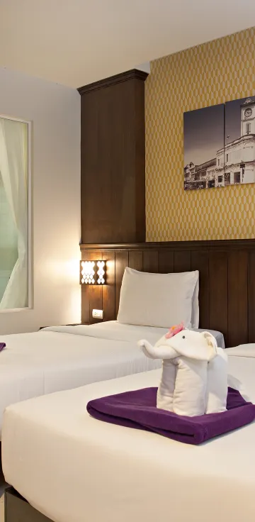 ห้องเตียงแฝดพร้อมทางสู่สระว่ายน้ำ